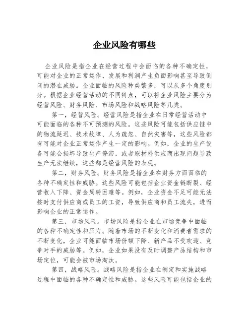 企业风险有哪些