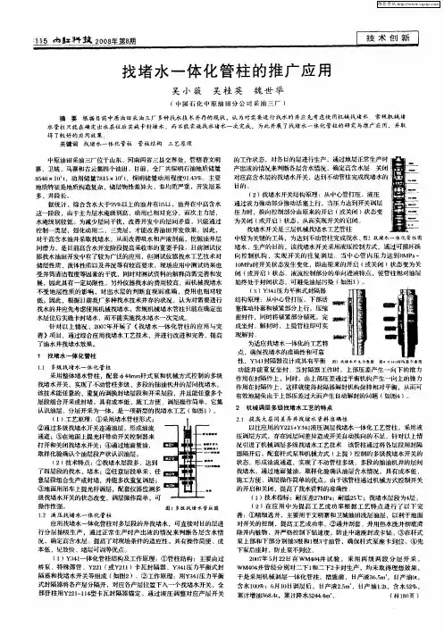 找堵水一体化管柱的推广应用
