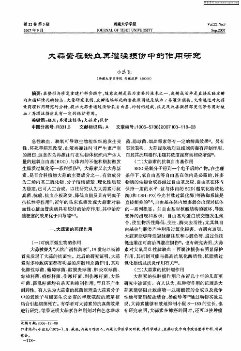 大蒜素在缺血再灌注损伤中的作用研究进展