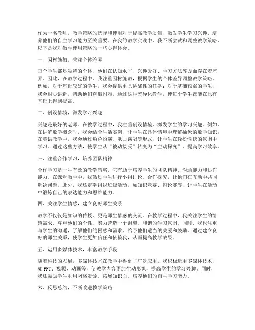 教学使用策略心得体会
