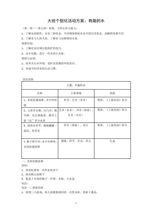 《有趣的水》个别化