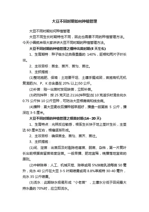 大豆不同时期如何种植管理