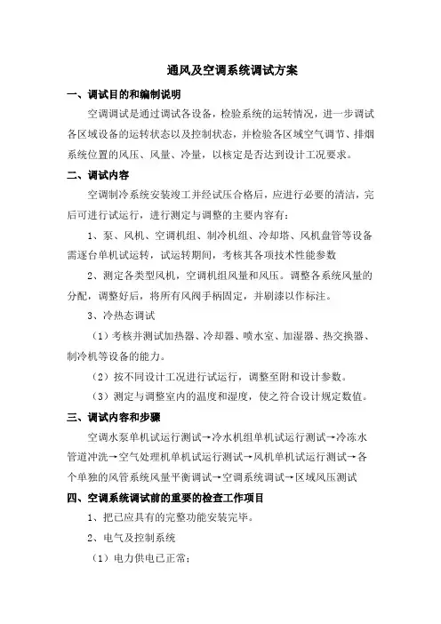 通风及空调系统调试方案