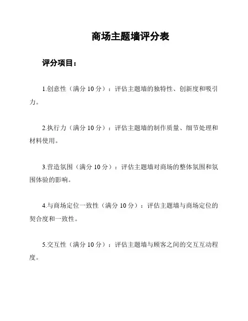 商场主题墙评分表