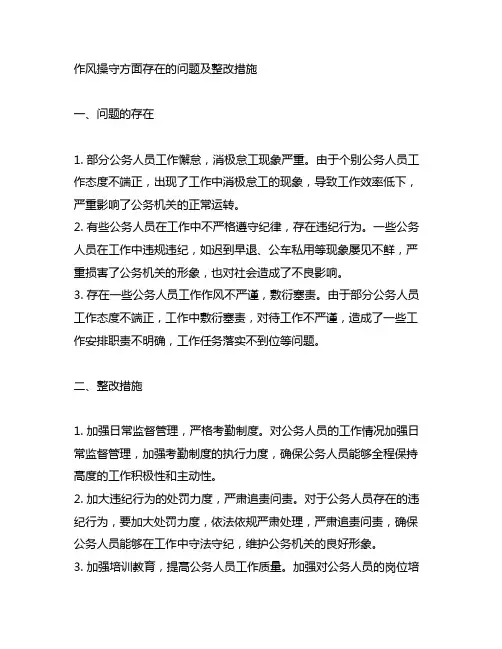 作风操守方面存在的问题及整改措施