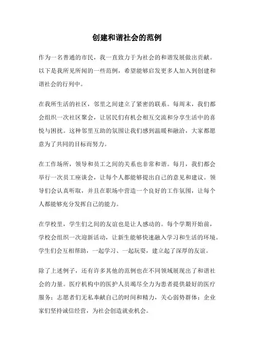 创建和谐社会的范例