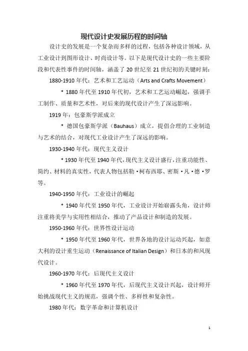 现代设计史发展历程的时间轴