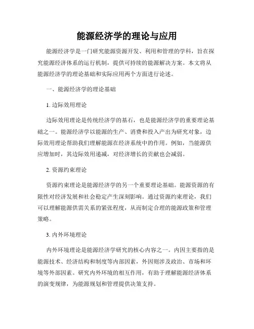 能源经济学的理论与应用