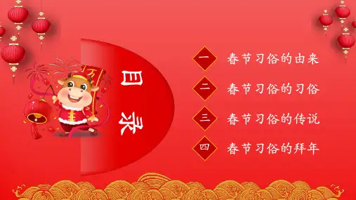新春喜庆中国风春节习俗介绍图文PPT课件