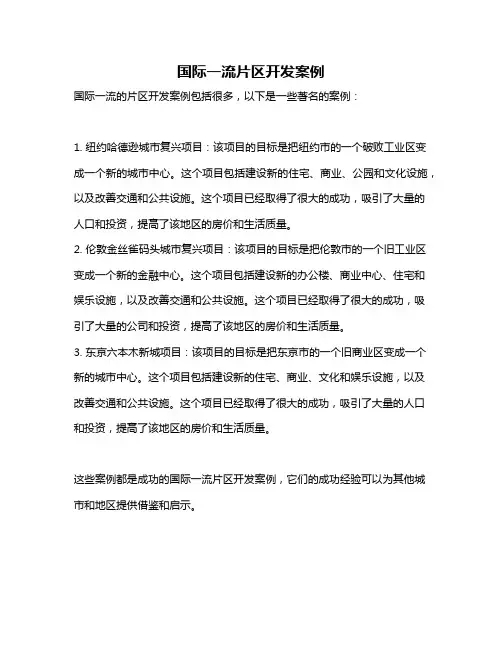 国际一流片区开发案例