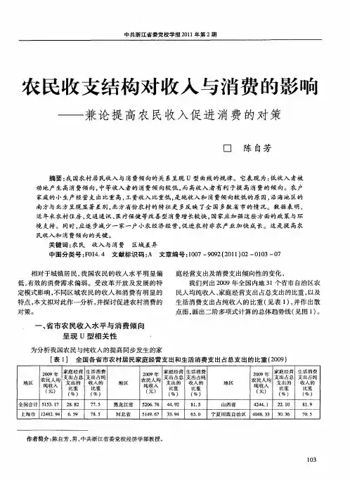 农民收支结构对收入与消费的影响——兼论提高农民收入促进消费的对策