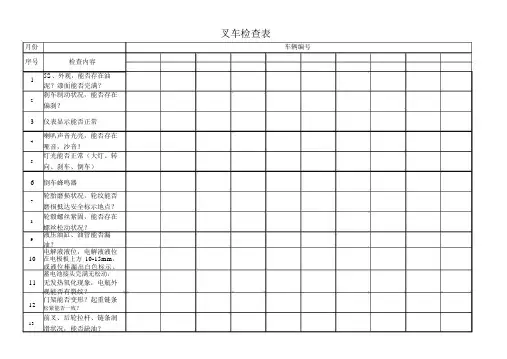 电动叉车运行检查表