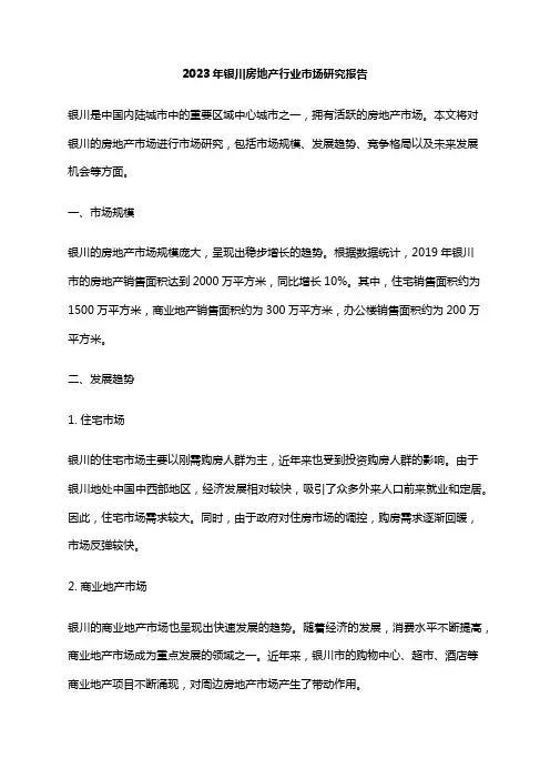 2023年银川房地产行业市场研究报告