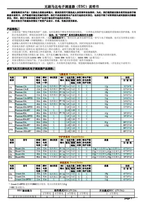 好盈电调,新西达HW电调中文使用说明书