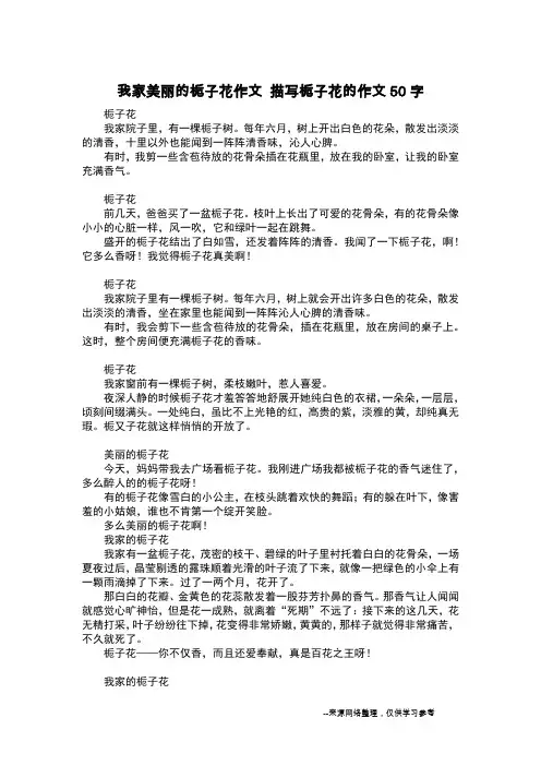 我家美丽的栀子花作文 描写栀子花的作文50字_日记50字