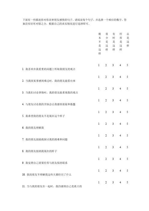 IPPA同伴依恋问卷