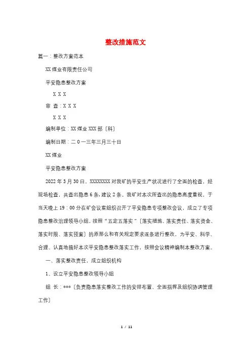 整改措施范文