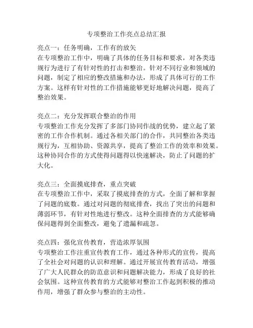 专项整治工作亮点总结汇报