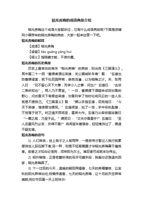 韬光养晦的成语典故介绍