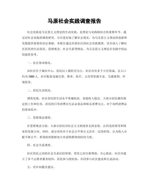 马原社会实践调查报告
