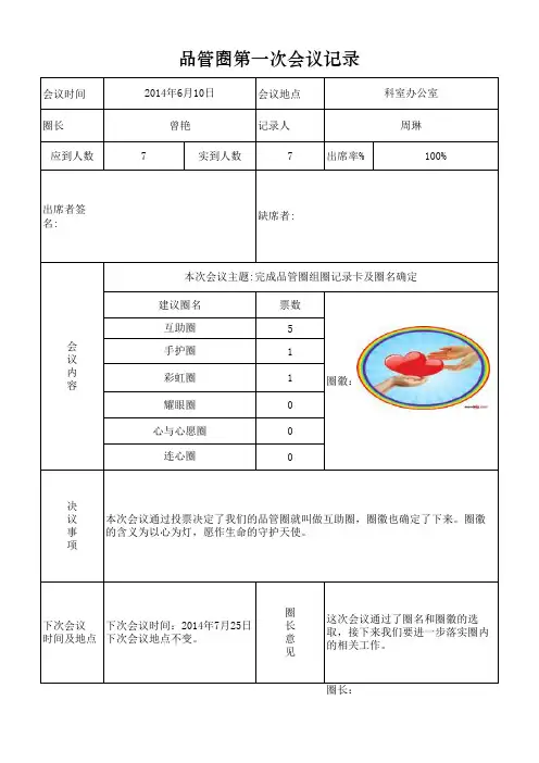 品管圈第一次会议记录表