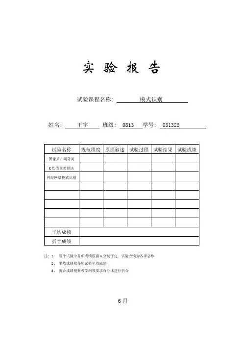 2021年模式识别实验报告