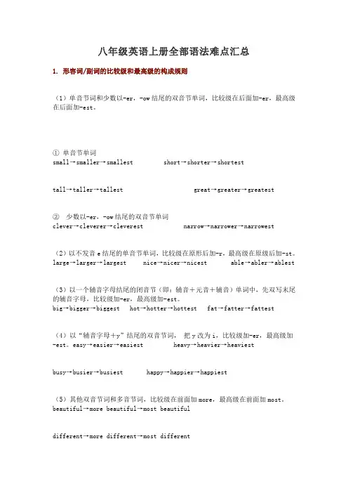 八年级英语上册全部语法难点汇总