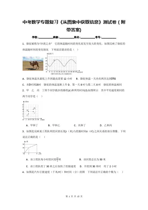 中考数学专题复习《从图象中获取信息》测试卷(附带答案)