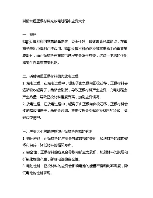 磷酸铁锂正极材料充放电过程中应变大小