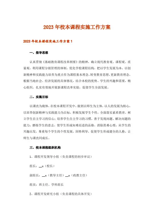 2023年校本课程实施工作方案_2