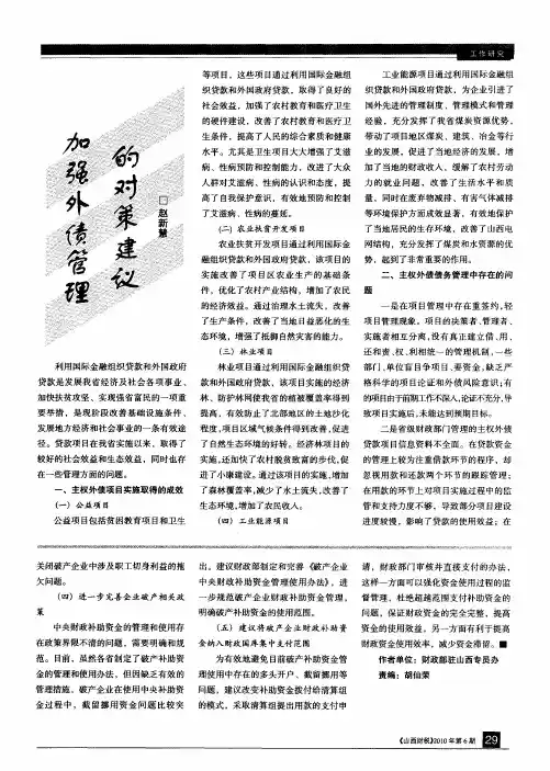 加强外债管理的对策建议