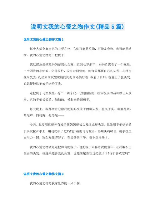 说明文我的心爱之物作文(精品5篇)