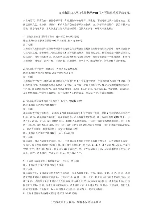 上海最全的青年旅舍
