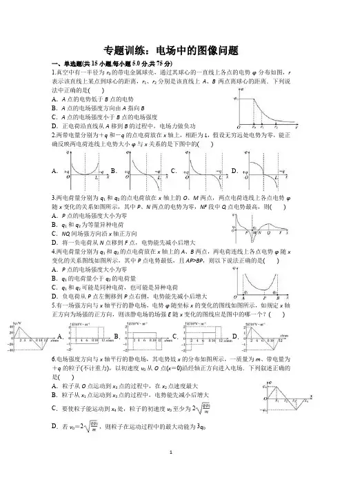 专题训练：电场中的图像问题