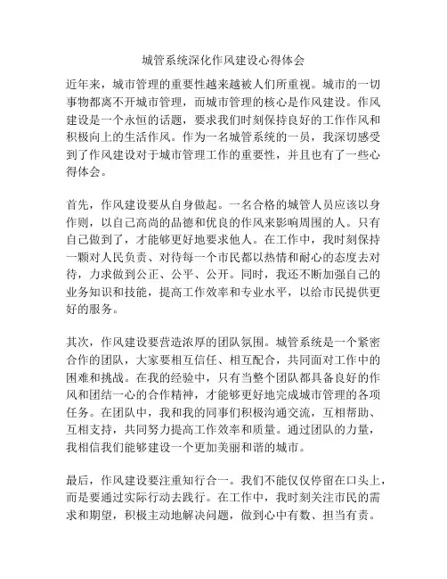 城管系统深化作风建设心得体会