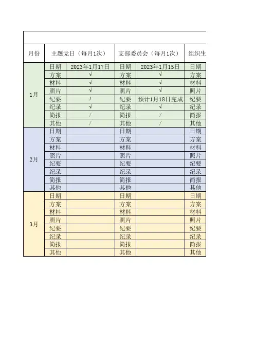 党建工作安排记录表(年度季度月度)