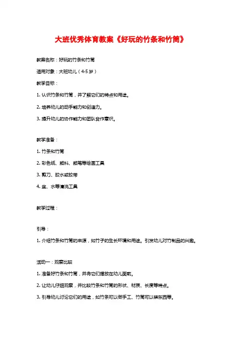 大班优秀体育教案《好玩的竹条和竹筒》 (2)