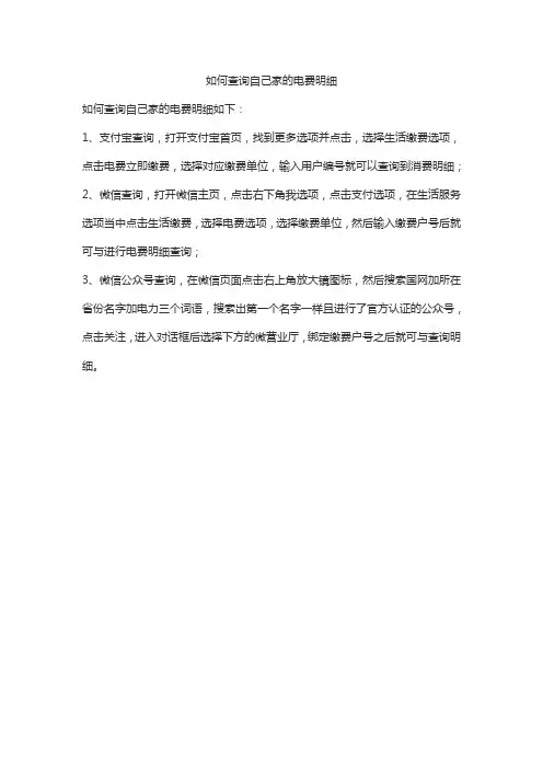 如何查询自己家的电费明细