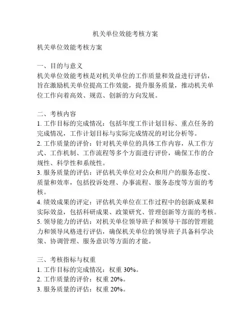 机关单位效能考核方案