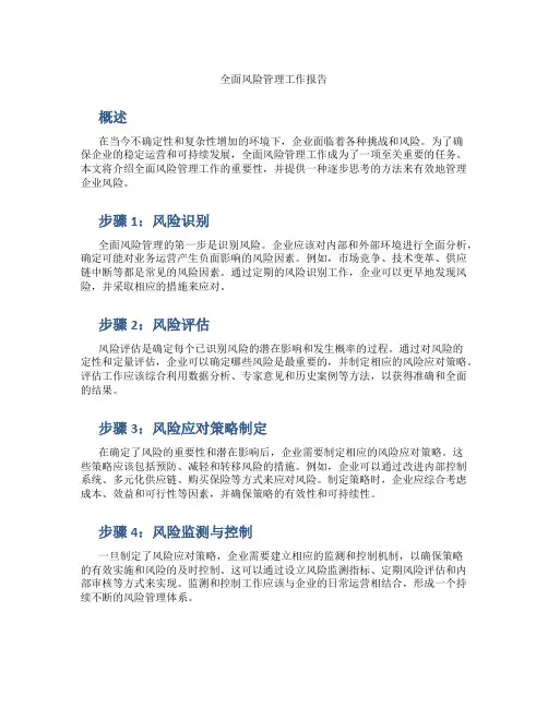 全面风险管理工作报告