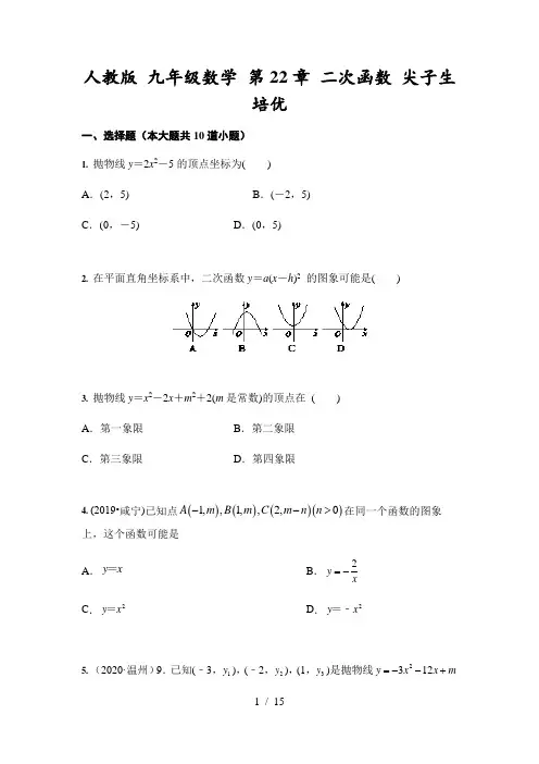 人教版 九年级数学上册 第22章 二次函数 尖子生培优 (含答案)