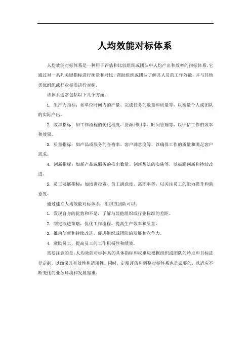 人均效能对标体系