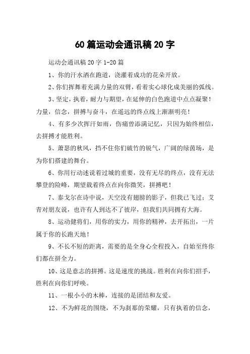 60篇运动会通讯稿20字