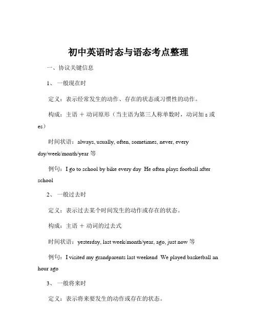 初中英语时态与语态考点整理