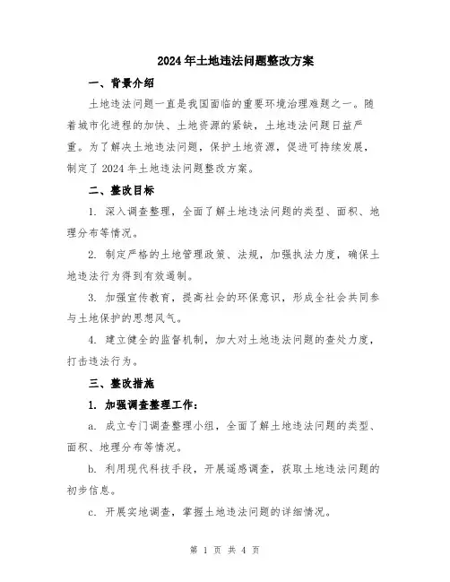 2024年土地违法问题整改方案