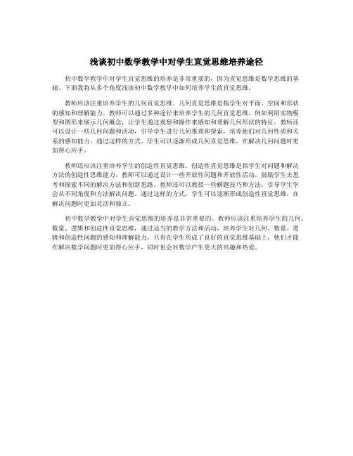 浅谈初中数学教学中对学生直觉思维培养途径