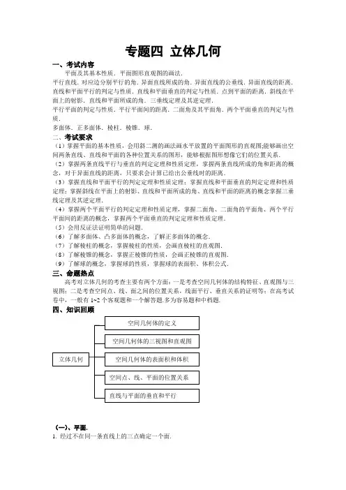 高考数学第一轮复习教案 专题4立体几何