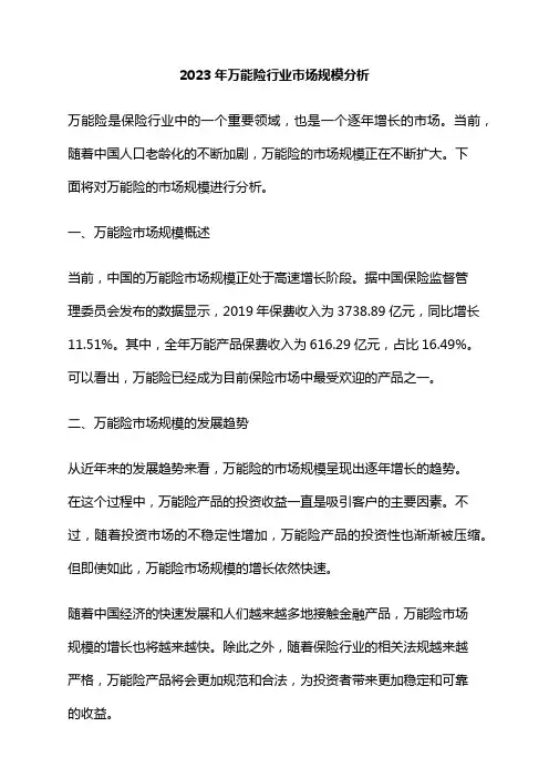 2023年万能险行业市场规模分析