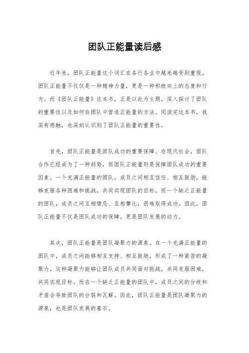 团队正能量读后感