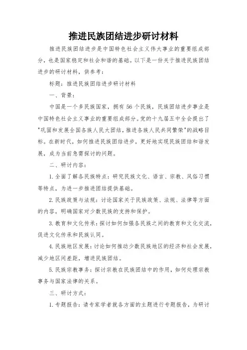 推进民族团结进步研讨材料